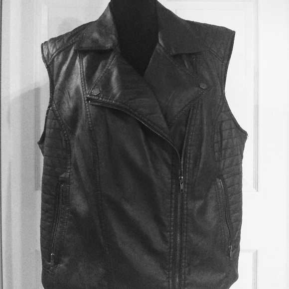 Coats | Black Faux Leather Vest | Poshmark